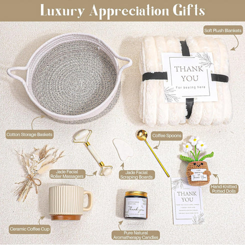9 pengtai Thank You Gift for Women | PCS Self Care Gifts | Appreciation Gift Basket for Teacher, Coworker, Friend