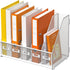 DALTACK Desk Organizers Magazine Binder Folder Holder with 5 Vertical Compartments, Metal Mesh, White
