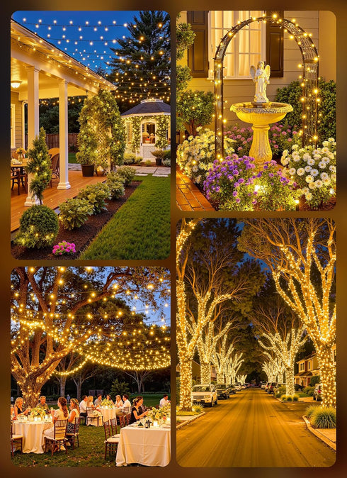 40FT 100 8 Brightown Solar String Lights Outdoor, LED Solar Powered String Lights Waterproof with Modes, Auto On/Off