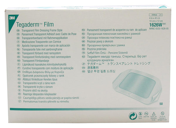 3M Health Care 1626W Tegaderm Film Dressing, Frame Style, Rectangle, 4.75" Width,