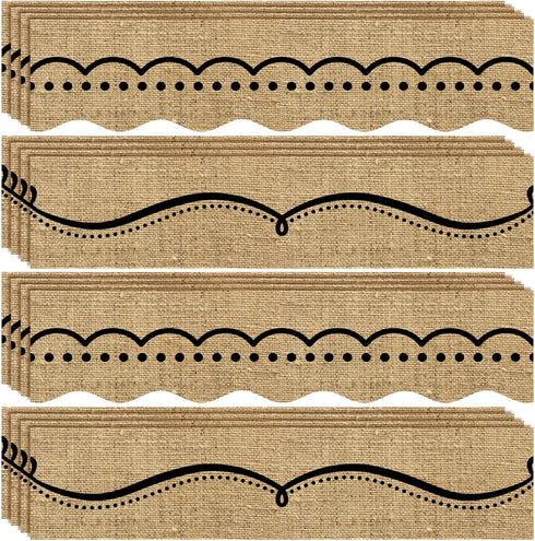 Burlap Bulletin Board Borders, Classroom Trim Burlap Straight Borders for Back to School Decoration