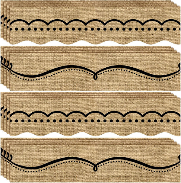 Burlap Bulletin Board Borders, Classroom Trim Burlap Straight Borders for Back to School Decoration