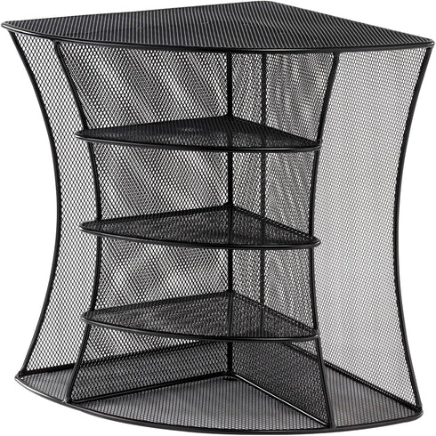 Safco Products Onyx Mesh Corner Organizer, Durable Steel Mesh, Space Saving, 13" x 15" x 11", Black