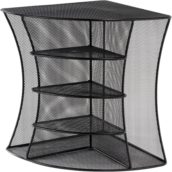 Safco Products Onyx Mesh Corner Organizer, Durable Steel Mesh, Space Saving, 13" x 15" x 11", Black