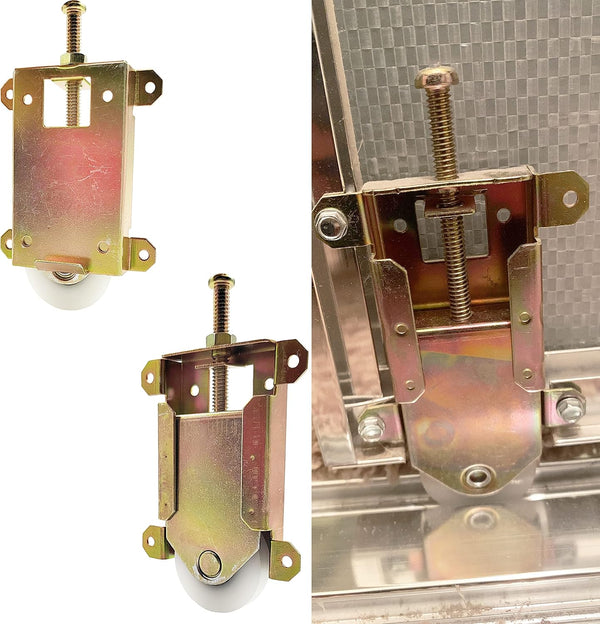 Sliding Mirror Door Rollers Assembly, Fit Contractors Part #W8020C, 1-1/2" Nylon Concaved Wheels, 2 Pack