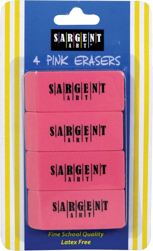 Sargent Art 36-1013 Pink 4 Count Eraser Blister Pack