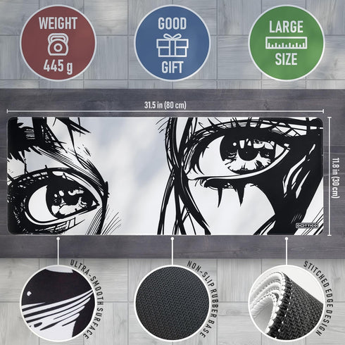 XL Large Gaming Mouse Pad for Desk - Non-Slip Water Resist Rubber Base, Stitched Edges, Desk Mat for Keyboard and Mouse