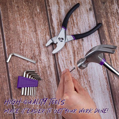39-Piece Set CARTMAN Home Tool Kit, Essential Household Hand Tools with Plastic Storage Case, Purple