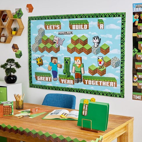 Eureka Minecraft Building A Great Year Classroom Bulletin Board Set, 33 Pieces for Teachers