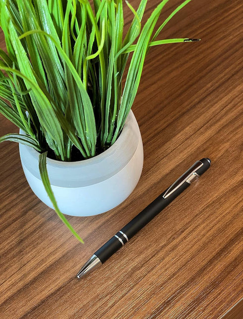 Lenden Pack of 5 Rubberized Comfort Soft Touch 2 in 1 Ballpoint Pen, Capacitive Stylus Tip, Premium Metal Medium Point,