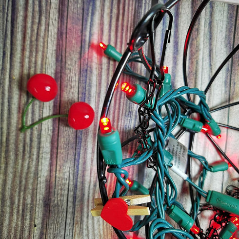 Christmas Lights - 50 Red LED 17FT Mini String Lights, 120V UL, Green Wire for Indoor & Outdoor Holiday Decorations
