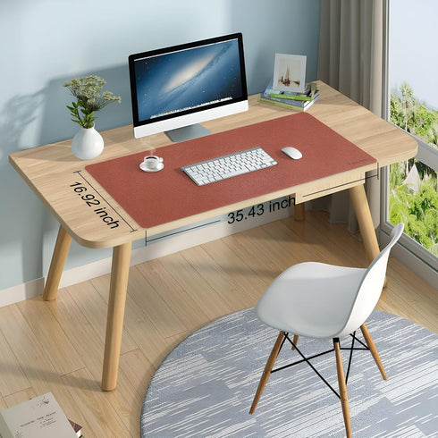 CCOCC 35x17 Dual-Sided Desk Pad Large Waterproof PU Leather Desk Mat Mouse Pad Keyboard Mat Brown