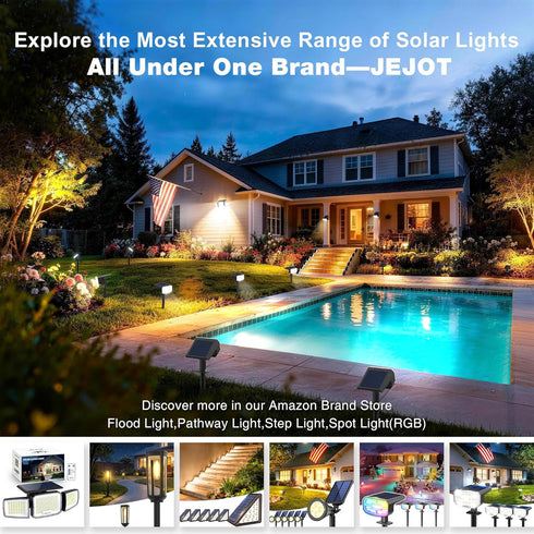 3 270 IP65 3 (2 Packs) White Solar Security Light Outdoor Super Bright LED, Motion Sensor Flood Light, Heads Wide