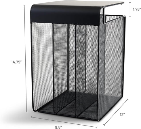 Safco Onyx Hanging Desktop Organizer with 3 Vertical Trays for Under-Desk Storage