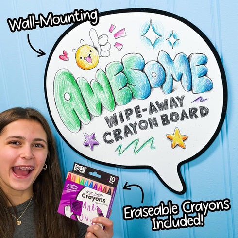 Round-ish Speech Bubble Dry-Erase Crayon Board by DoodleFace - Goodbye Dried-Out Markers, Smudges, & Mess - For Fun
