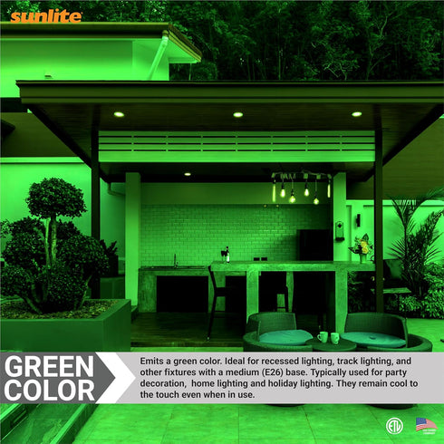 Sunlite LED PAR30 Short Neck Colored Recessed Light Bulb, 8 Watt (75W Equivalent), Medium Base, Green, 3 Count