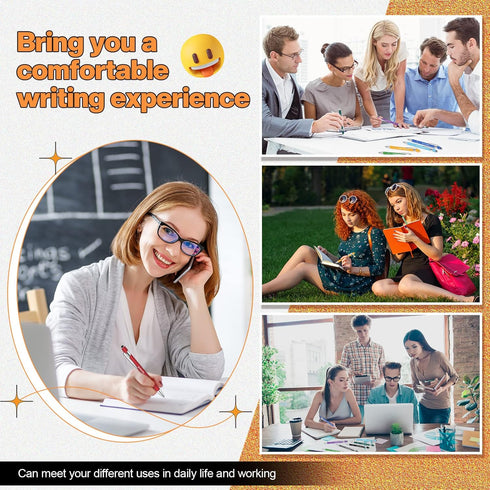 Teling Black Ink Ballpoint Pens with Optimistic Quotes - 20 Pieces