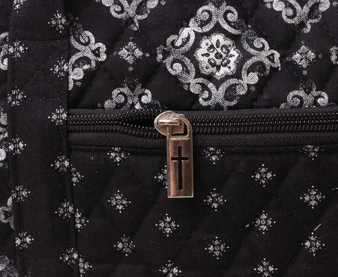 DIWI Extra Large Quilted Bible Cover 11.25 x 8.25 x 2.75 Inches - Good Book Tote Case (C2 Deep Night, XL)