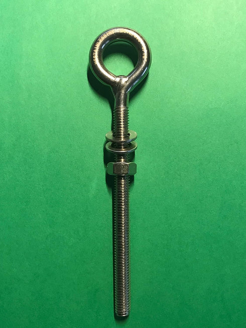 US Stainless 2 Pieces M8 Eye Bolt - 8mm x 100mm, Stainless Steel 316 Marine Grade