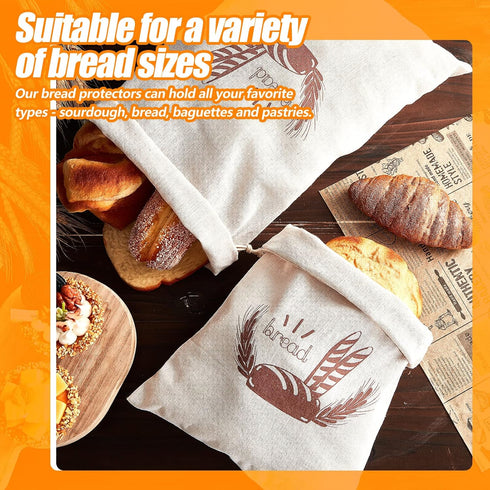 20 2 10" 12" 11" 17" Dunzy Pcs Linen Bread Bag for Homemade Bread Reusable Sizes x and x Unbleached Container