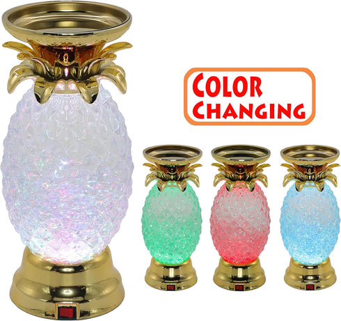 YAKii 9.5" Pineapple LED Color Changing Candle Holder, Swirling Water Waves Lamp, Kid Safe Battery/USB Operated