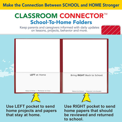 C-Line 25 per Box Classroom Connector School-to-Home Folders, Red (32004)