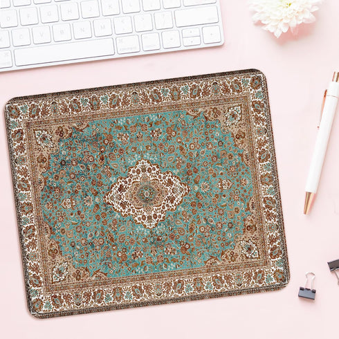Seorsok Square Aesthetic Bohemian Vintage Mouse Pad, Waterproof Antique Ethnic Design, Non-Slip Rubber Base