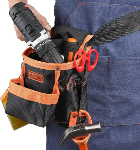 YOOFAN Tool Pouch - Tool Belt for Electrician, Carpenter, Construction Technician, Gardening Accessories, Orange