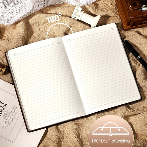 MINICAGIE Leather Journal for Men, Soft Cover, 256 Pages Lined Notebook for Writing, A5 Lion Journaling Notebooks,