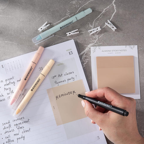 DiverseBee 50 Sheets Pastel Transparent Sticky Notes, 3x3” Clear Sticky Tabs for Planner Accessories