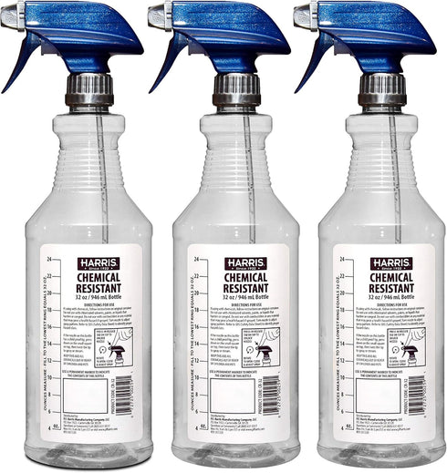 HARRIS Chemically Resistant Professional Empty Spray Bottles, 32oz (3-Pack) for Cleaning Solutions