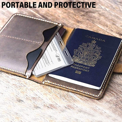 CDC Vaccination Card Holder, Waterproof Sealable Clear Plastic Horizontal ID Card Holder (5 Pack)