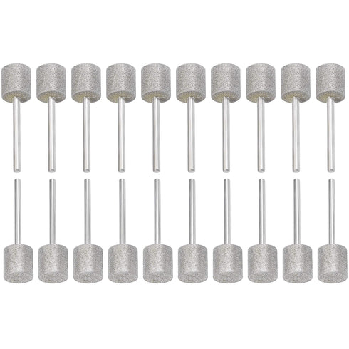 20Pcs Diamond Grinding Bits, Diamond Coated Burr Mounted Point, 12mm Cylinder Head, 1/8 Shank, 45mm Long