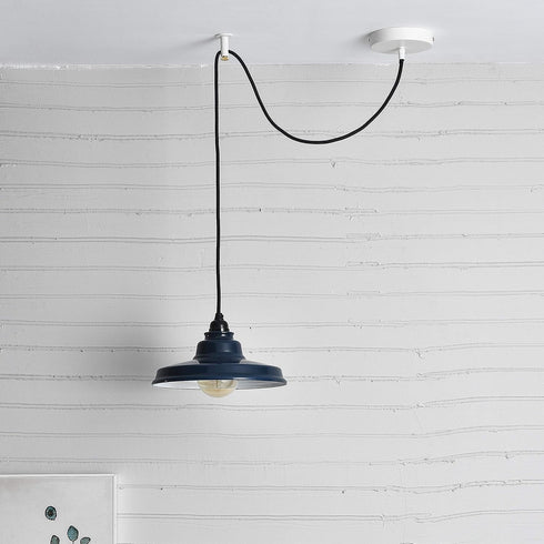1-Port 4.7in (120mm) (BA-C101W) BRIGHTTIA White Ceiling Canopy with Nylon Cord Grip - Plug-in Pendant to Hardwire