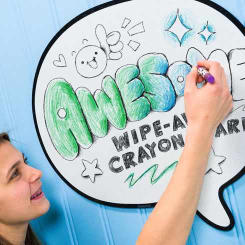 Round-ish Speech Bubble Dry-Erase Crayon Board by DoodleFace - Goodbye Dried-Out Markers, Smudges, & Mess - For Fun