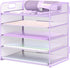 Letter Tray Paper Organizer, 5-Tier Desk Organizer File Holder with Handle, Metal Desktop Document Shelf
