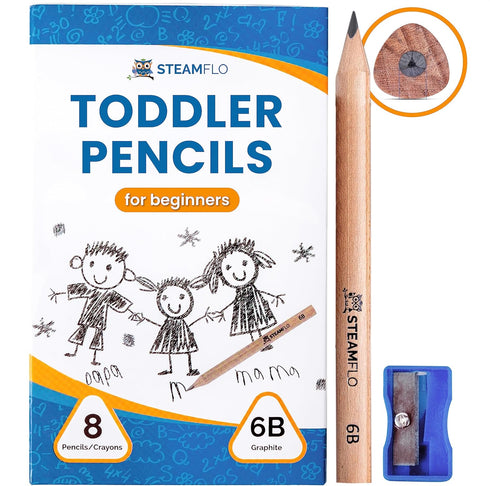 Learning Pencils For Toddlers 2-4 Years - Kids Pencils for Beginners, Jumbo Triangle Shape with Soft Graphite (8pk +