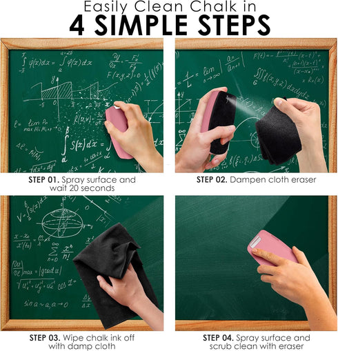Loddie Doddie 2 in 1 Magnetic Dry Erase Eraser - White Board Cleaning Spray & Ergonomic Chalkboard Cleaner - Blush