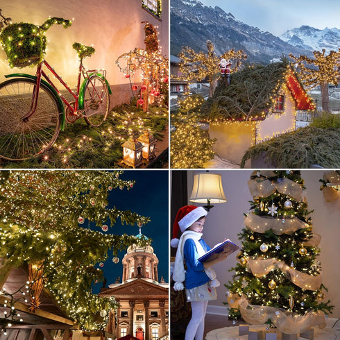 50 16 8 WATERGLIDE LED Outdoor Christmas Lights, FT Battery Operated Mini String Lights with Modes & Timer, Xmas Tree