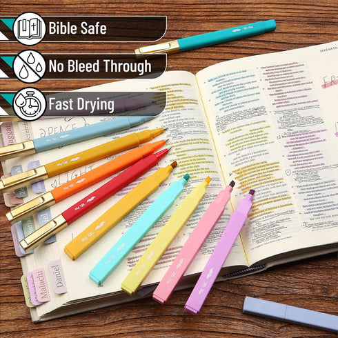 Mr. Pen Aesthetic Highlighters and Pens, 12 Pack, Assorted Color, No Bleed Bible Highlighters and Pens
