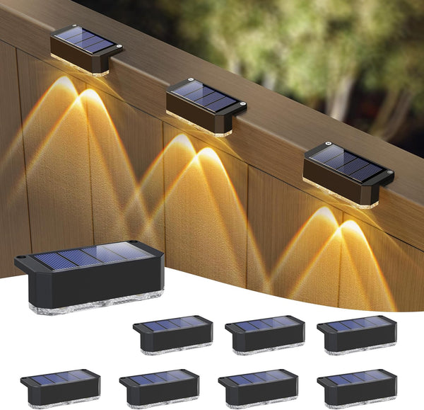 Peasur Solar Fence Lights Outdoor 8 Pack, Deck Light Solar Powered, Waterproof