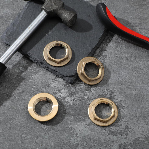 Qulkws 4 Pack 1/2" Female Locks Nut Pipe Fitting Lock Nut with Flange Brass Lock Nuts Gasket Hex Brass Female Locknut