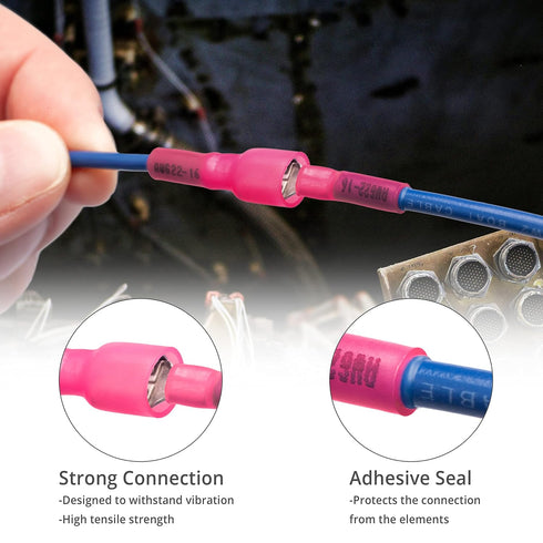 150 PCS Wirefy Female Spade Connectors, Heat Shrink Spade Connector Kit for Electrical Terminals