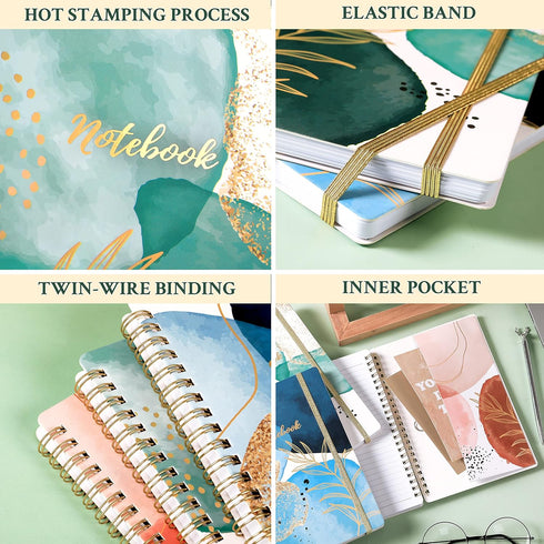 Notebook - 3 Pack A5 Lined Journal Notebooks, Classic College Ruled Spiral Notebook, 8.3'' x 6'', Thick Paper for