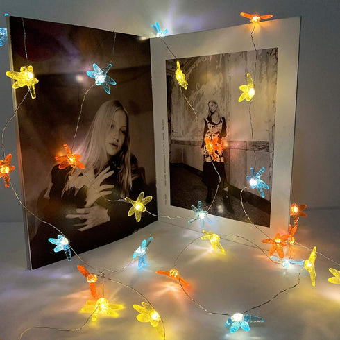 40 8 LED Dragonfly Decorative String Lights Battery Operated Modes with Remote Control for Wedding, Party, Festival