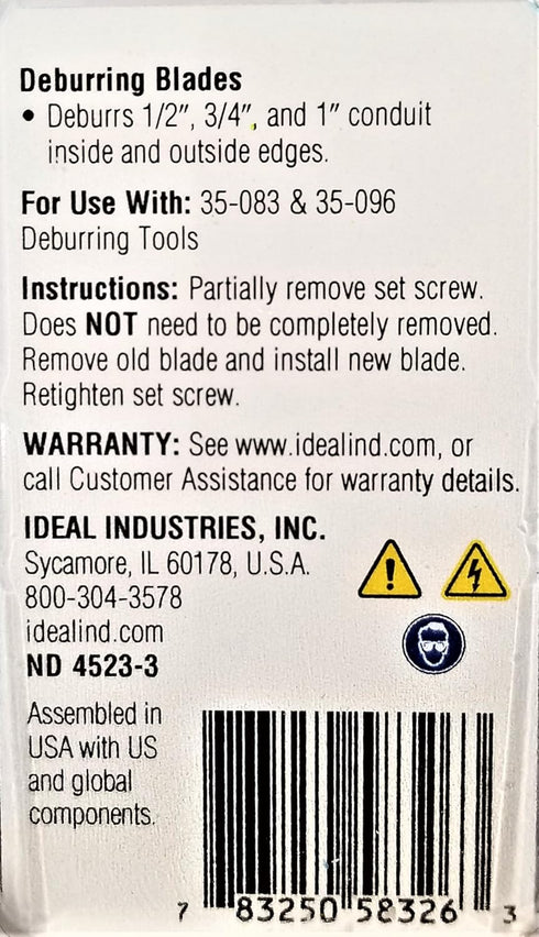Ideal Industries 35-097 Twist-a-Nut Deburring Tool Blade, Pack of 2