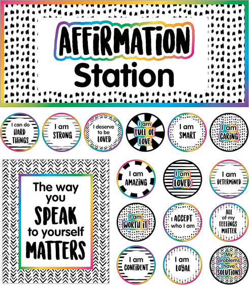 Carson Dellosa 32 Pc. Affirmation Station Classroom Bulletin Board Set - Motivational Poster and Positive Cards