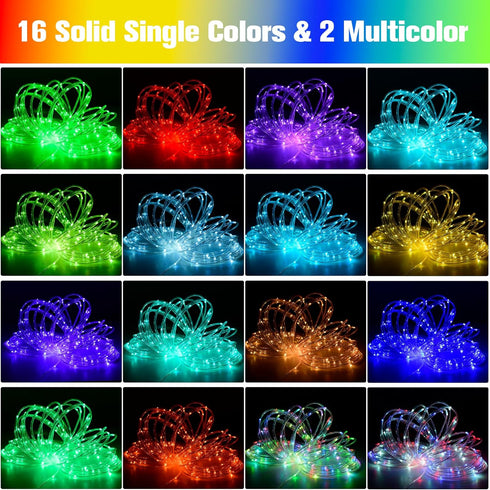 49Ft 18 150 Nazuwke LED Rope Lights for Outside, Colors Changing Outdoor Fairy String Lights with Remotes, Waterproof