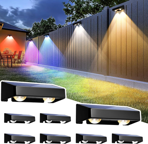 SOLPEX Solar Fence Lights Outdoor, 9 Fixed Colors Color Changing Fence Solar