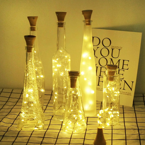 10 Pack 20 Decorman Upgraded Solar Wine Bottle Lights LEDs Waterproof Silver Wire Cork Lights for Party, Wedding